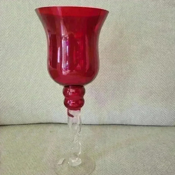 Red Candle Holder-Large - Picture 2 of 3